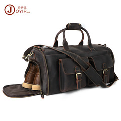 Crazy Horse Leather Wet and Dry Separation Fitness Bag Suit Storage Bag Men Retro Genuine Leather Foldable Travel Bag Bags For Men