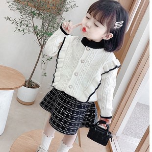 Baby coat cardigan children's sweater women's autumn and winter children's long sleeve clothes base spring and autumn foreign style two-piece in stock