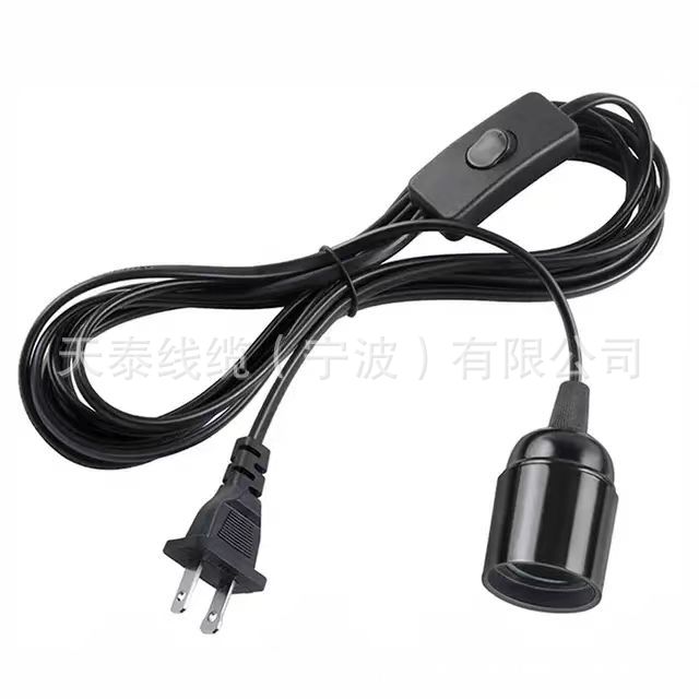 美标盐灯电源线调光开关美式美规E27电木灯头线303插头