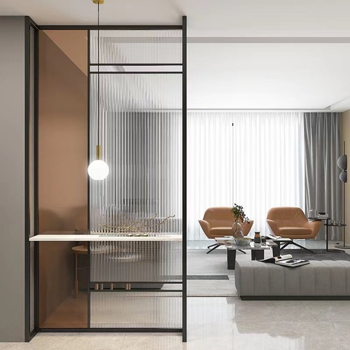 Ultra-White Rainbow Glass Entryway Living Room Screen Modern Minimalist Obstructing Wall Bedroom Entrance Japanese Iron Art Dividing Wall