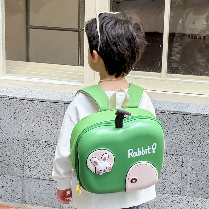 Mochila de dibujos animados para niños y niñas encantadora manzana en forma de jardín de infantes mochila de niños de cáscara de huevo ligera mochila