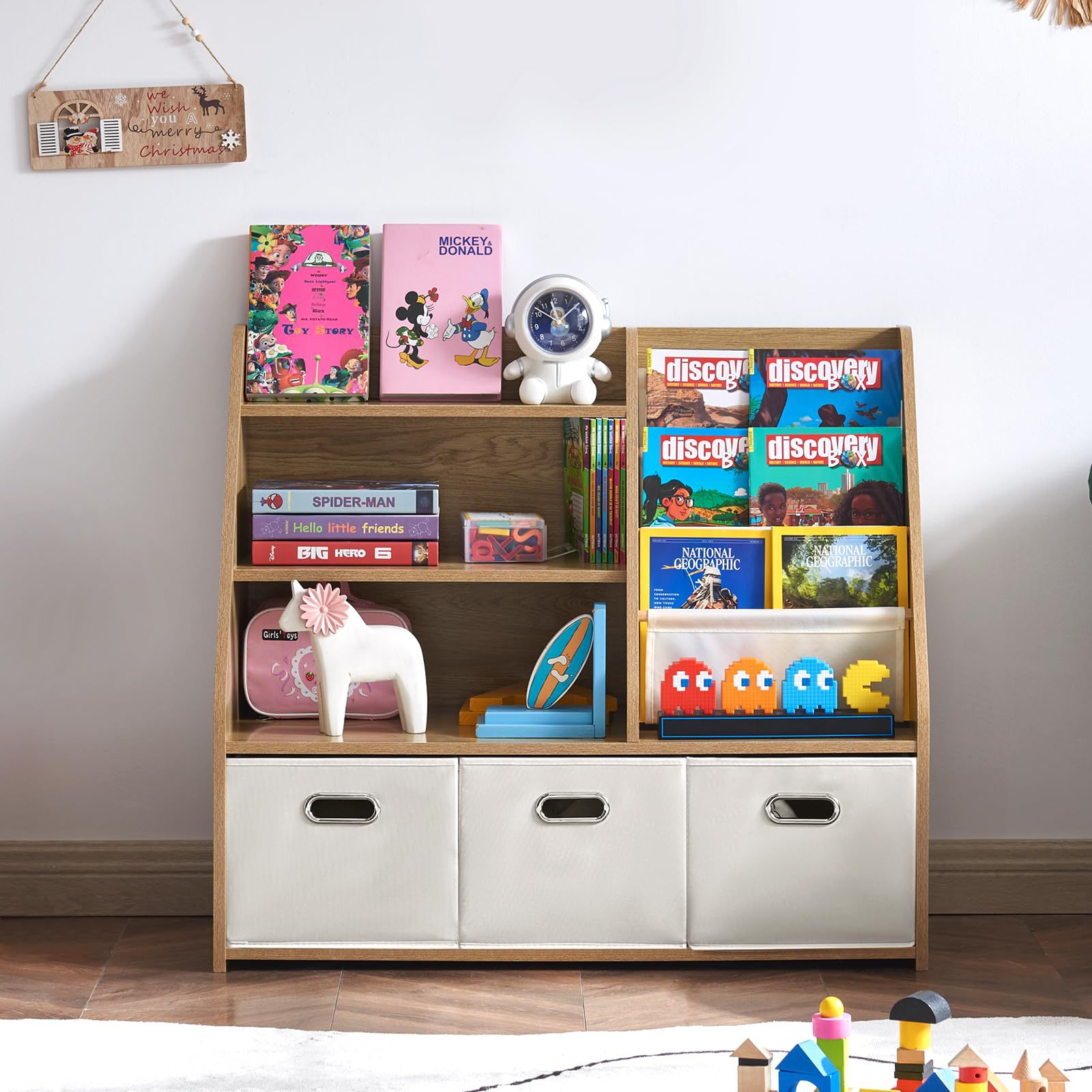 Cross-border Solid Wood Multi-layer Montessori Kindergarten Toy Storage Rack Children's Bookshelf Children's Toy Organizer Shelf