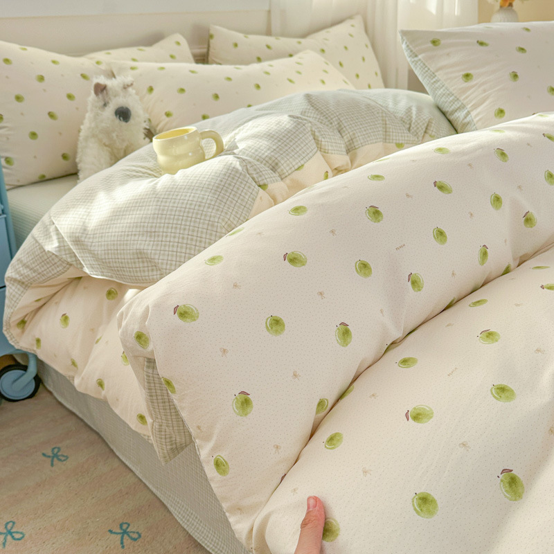 Cama de clase A ultra suave para madres y bebés con cuatro piezas de algodón puro desnudo para dormir sábanas de doble hilo cubierta dormitorio con tres y cuatro piezas