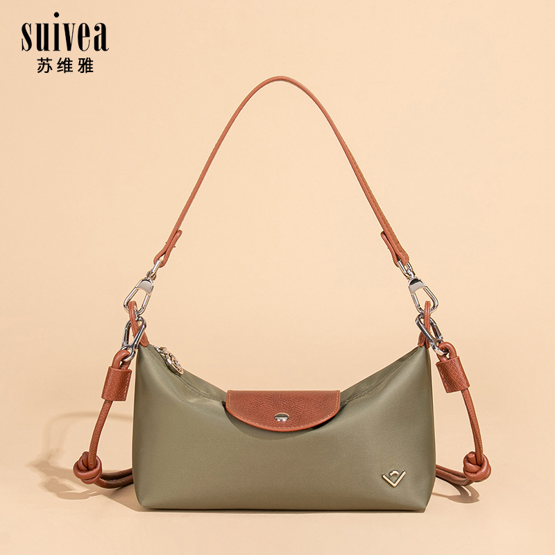 French-Style Minimalist Lightweight Nylon Underarm Baguette Bag for Women, 26 Styles, Versatile Dumpling Bag for Commuting, Single Shoulder Crossbody Phone Bag