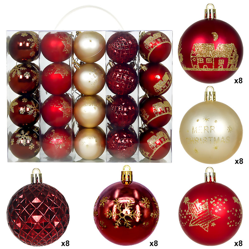 Amazon Cross-border Christmas Ball Set 6CM40 bolas decorativas de Navidad bolas pintadas bolas de plástico galvanizado