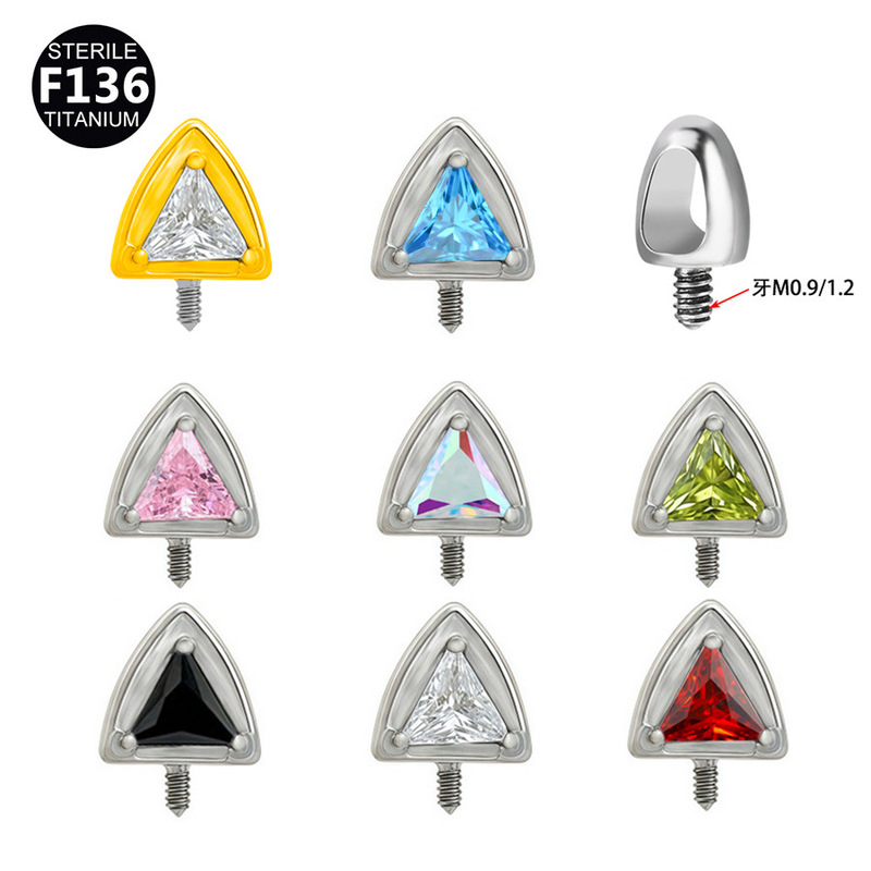 F136 titanium alloy fashion all-match cat ear internal thread lip nail ear bone nail puncture jewelry accessories 0.9 teeth