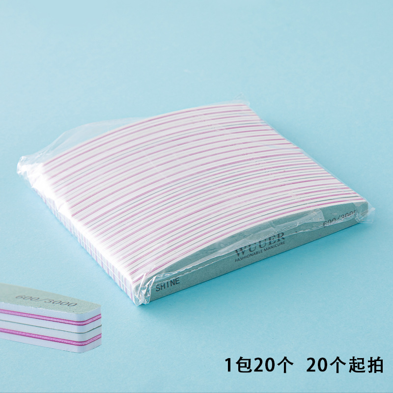 Nail nail polish double-sided polishing strip nail special rubbing strip half-moon sponge polishing strip factory direct sales