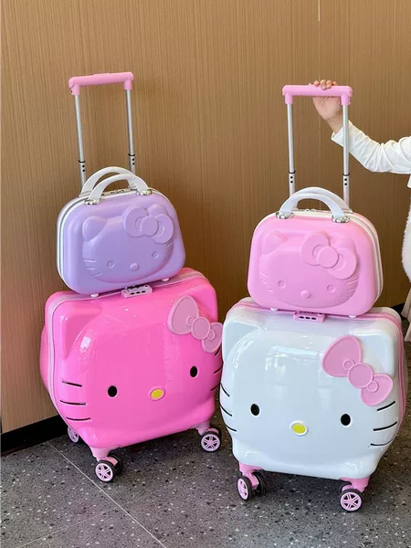New Stylish Children's Suitcase for Girls, Sanrio Cartoon Anime Travel Suitcase, 20inch Kt Cat Carry-On Luggage