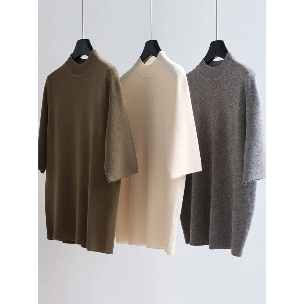 Минималистичный силуэт пряжи, полуводолазка с рукавами три четверти, трикотаж, осенне-зимняя рабочая одежда, модный пуловер, топ, женский однотонный