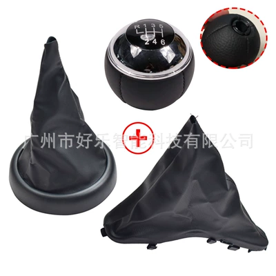 Cab and accessories — BMW mini Cooper R50 - sk-mini37-glossy-black-cover-and-black-leather-bottom-r6-speed-head-gear-cover-handbrake-cover-three-piece-set
