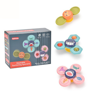 Cross-border silicone cartoon suction cup for children to play water, baby's fingertip gyro baby toy