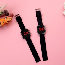 电子手表LED男女合金新款按键手表时尚复古工厂学款硅胶红灯休闲