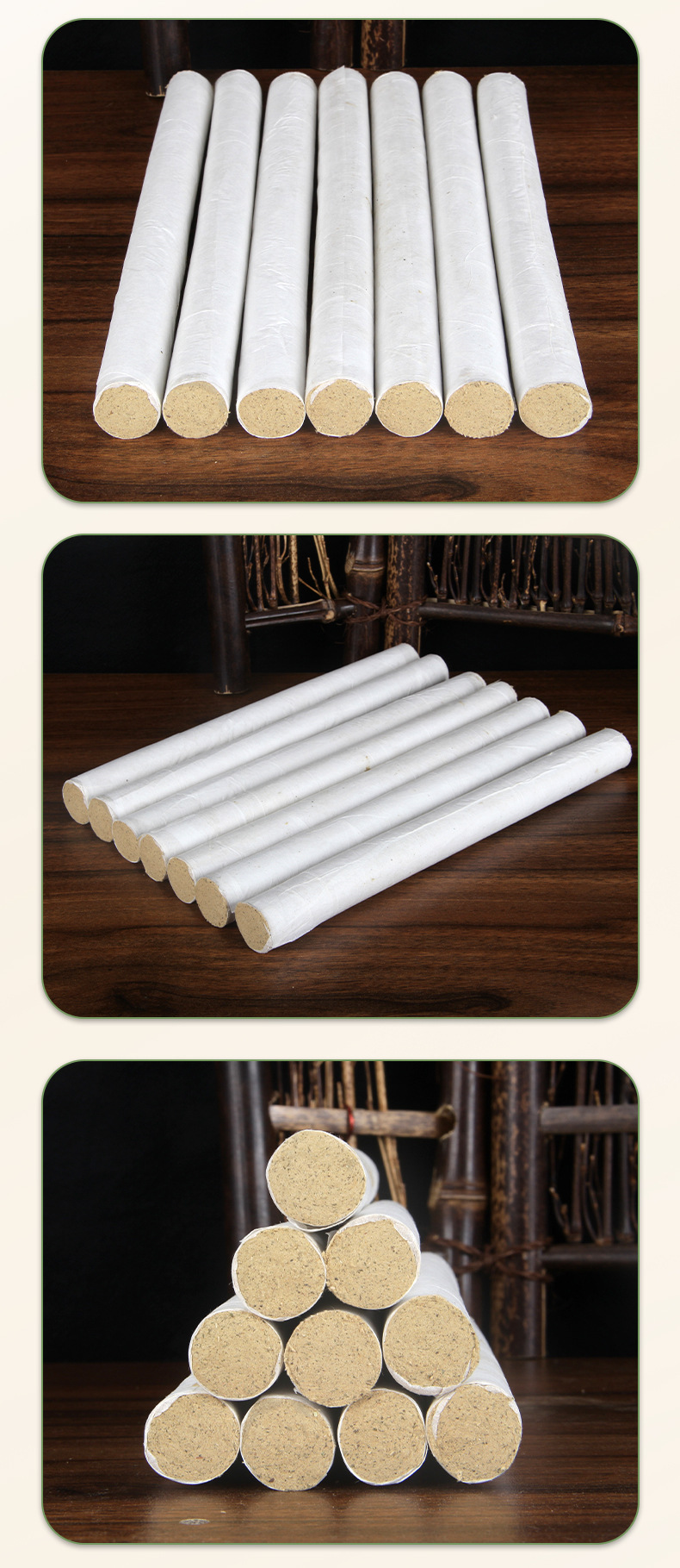 30:1 Moxa Stick Ai Tiao 1.8x20cm Hand Rolled Aged Mugwort Moxibustion Bar for Warming Therapy preparation