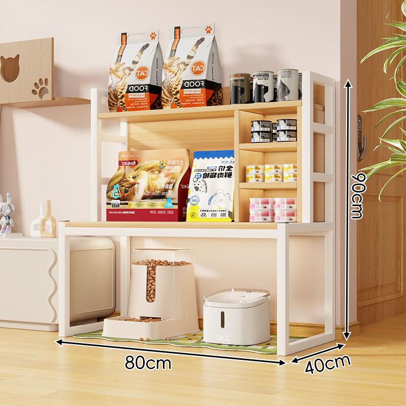 Estante Organizador Multicapa para Gatos de Acero y Madera para Sala de Estar