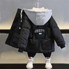 外贸男童羽绒棉服冬季2025新款儿童加厚冬装男孩连帽加绒免洗外套