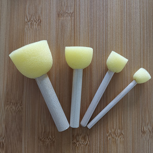 [Chuangyi Painting] 4 wooden handle Sponge seal 5 round sponge brush paint brush children's graffiti art supplies