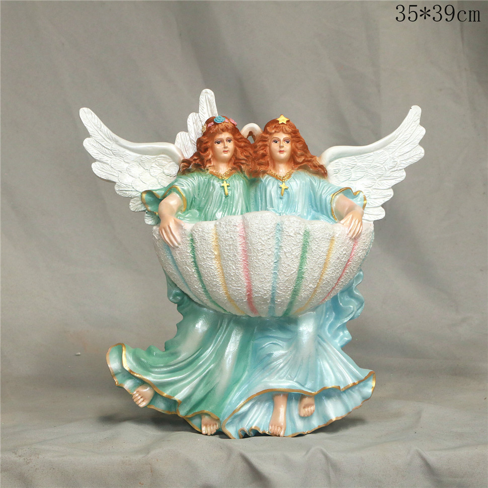 35 * 39cm doble ángel piscina de agua sagrada mira la luz personaje iglesia regalos familia sala de estar colgante artesanía 30 - 40