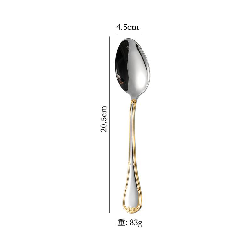 304ステンレス高級レストランホテルの局部金メッキ辺西食器精品ナイフスプーンフォークスプーン|undefined