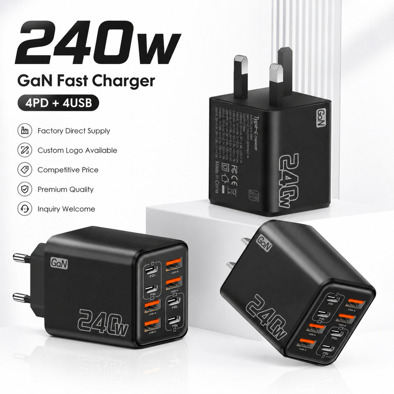 New cross-border 240W multi-port charger PD fast charging European and American UK standard mobile phone charging head 4.1A mobile phone adapter New cross-border 240W multi-port charger PD fast charging European and American UK standard mobile phone charging head 4.1A mobile phone adapter