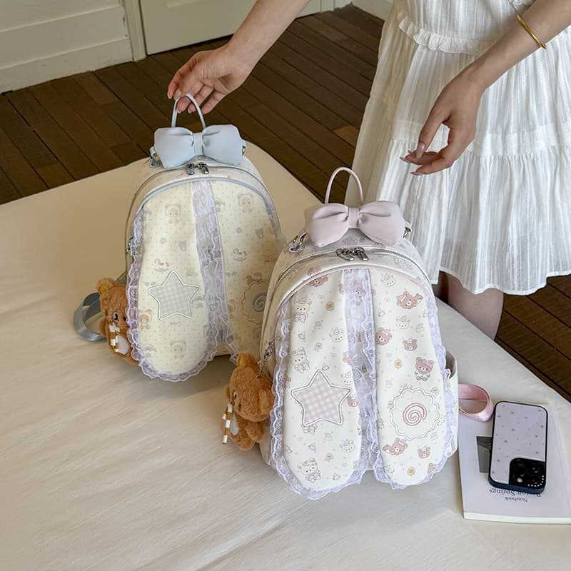Sweet Girl Cartoon Print Backpack 2026 New Commuting Versatile Rabbit Ear Backpack College Style School Bag