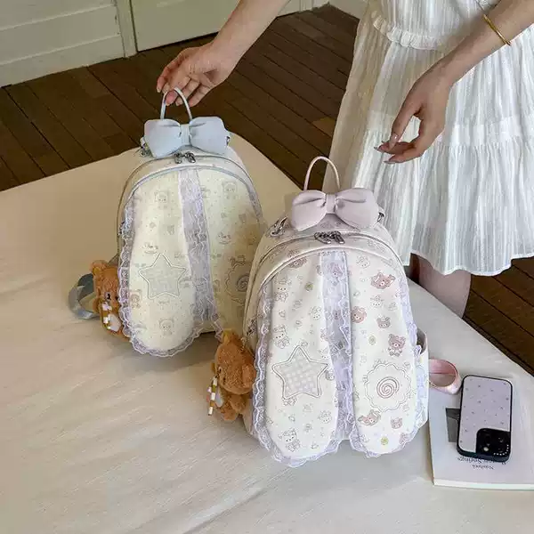 Sweet Girl Cartoon Print Backpack 2026 New Commuting Versatile Rabbit Ear Backpack College Style School Bag