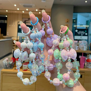 Creative bow mobile phone chain pumpkin beads beaded camera chain mobile phone pendant bag key chain all-match pendant