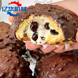 甜甜圈巧克力涂层机 蛋糕裹巧克力设备 全自动麻薯泡芙淋面机