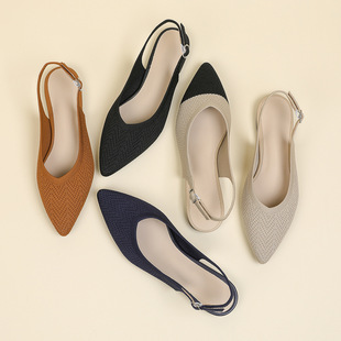 Bt6-3 New Foreign Trade Large Size Fly Woven Pointed Toe Sandals for Women to Wear Thick Heels High Heels Fashion Women's Shoes Wholesale
