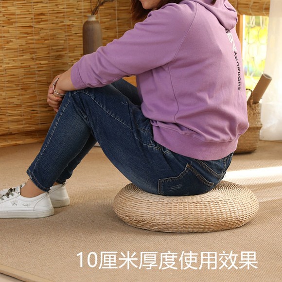 Fúten tejido de paja, almohadilla de ventana flotante de arroz, almohadilla de meditación de culto al budismo japonés, estilo pastoral.