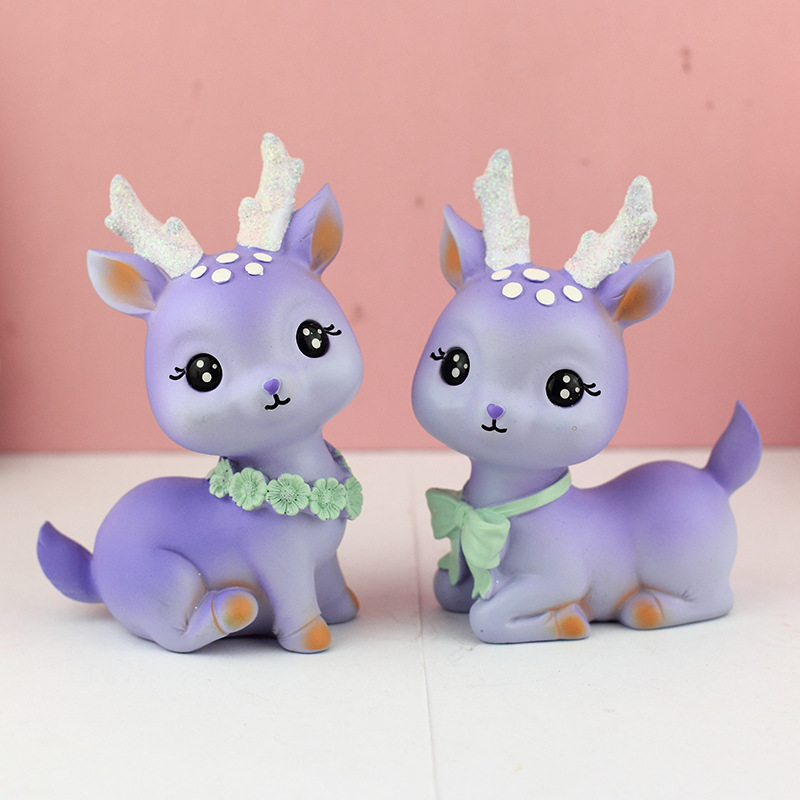 北欧风可爱小仙鹿汽车内饰品车载摆件少女心房间布置卧室床头装饰