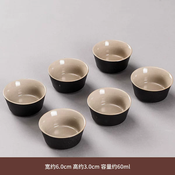 Black pottery straight cup 6 cup