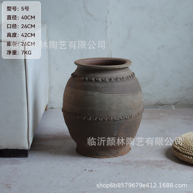 Gran olla de cerámica de aterrizaje cerámica gruesa cerámica de viento tranquilo cerámica decorativa de alojamiento cerámica de viento medieval botella de cerámica hecha a mano adornos de exhibición