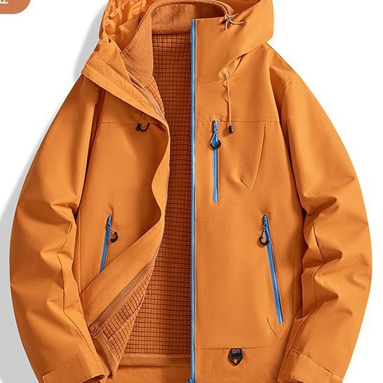 25602 Three-in-one autumn and winter new product, jacquard plaid, thickened inner lining, men's outdoor mountain-style hooded workwear