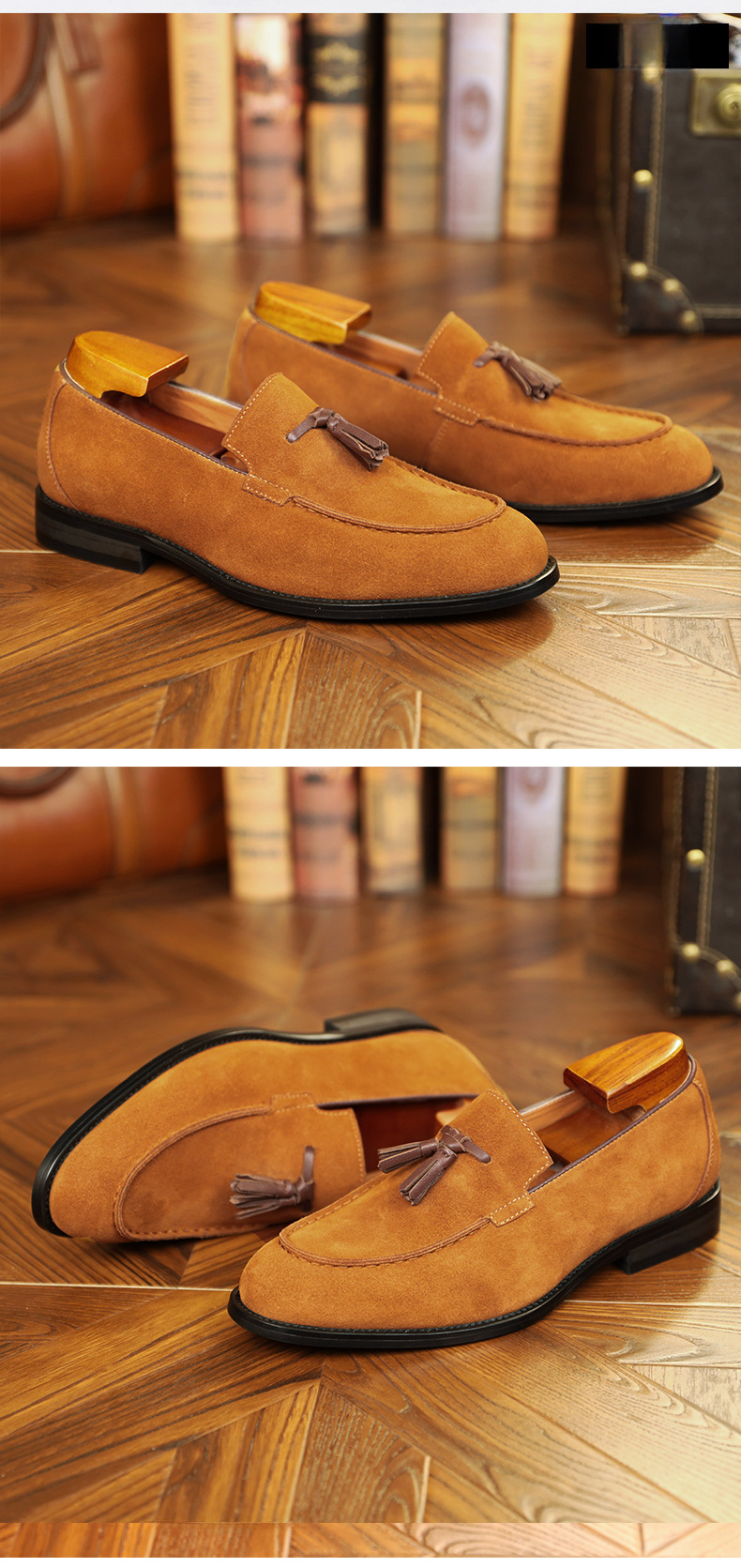 Men's casual leather shoes with fringe loafers with slip-on feet frosted business loafers for men_voghion.com