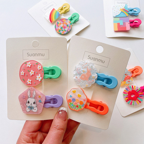 Korean cute graffiti drawing board children's hairpin side clip little girl cartoon hair accessories new girl sweet duckbill clip