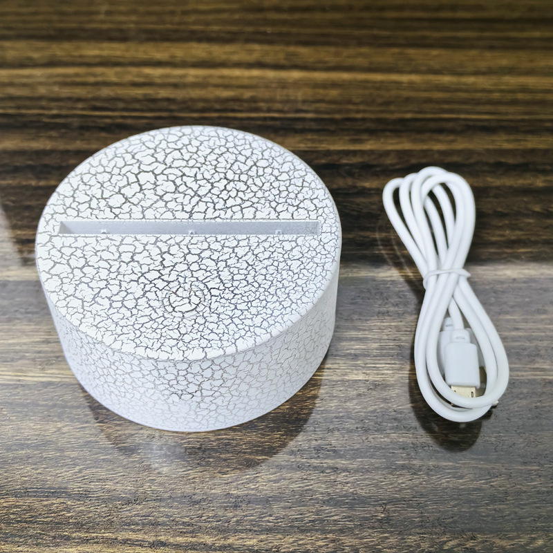 工場直販 3D ナイトライトベース USB 3 色モノクロクラックルカラフルなタッチリモコンバッテリー充電木目調|undefined