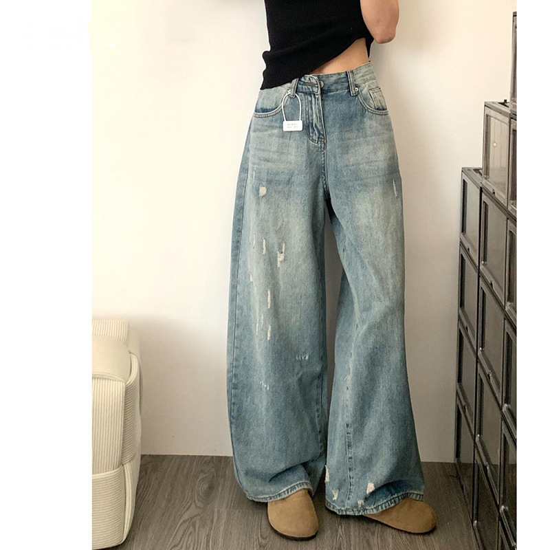 Vintage Ripped Wide-Leg Jeans for Women, 2026 Trendy Versatile New Style, Petite Straight Loose Drape Pants Vintage Ripped Wide-Leg Jeans for Women, 2026 Trendy Versatile New Style, Petite Straight Loose Drape Pants