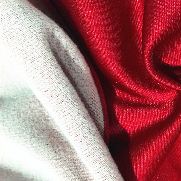 厂家在线涤锦双色金光绒 针织锦纶拉毛布 服装运动装面料