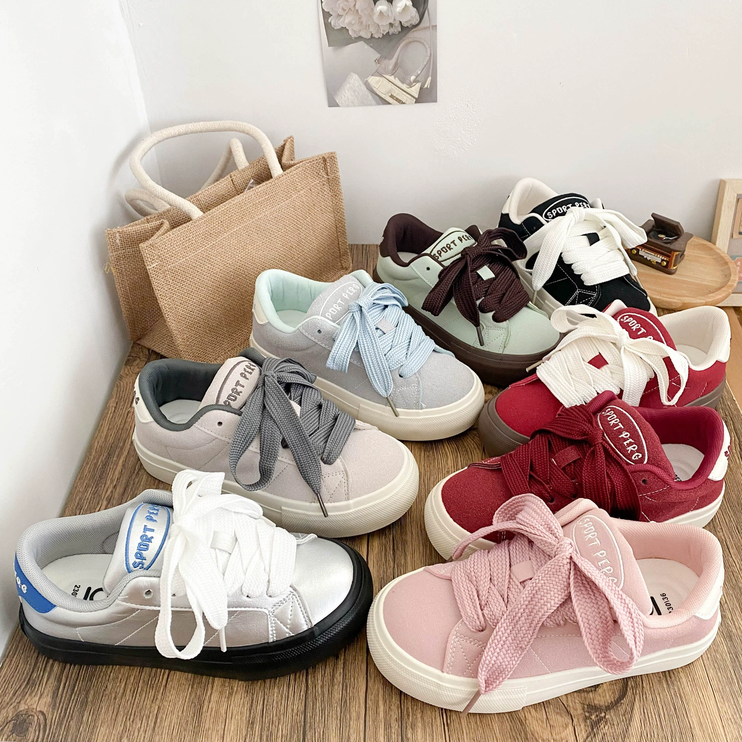 B-9283 латексные стельки/хлебные туфли на толстой подошве женские осенние новые 2024