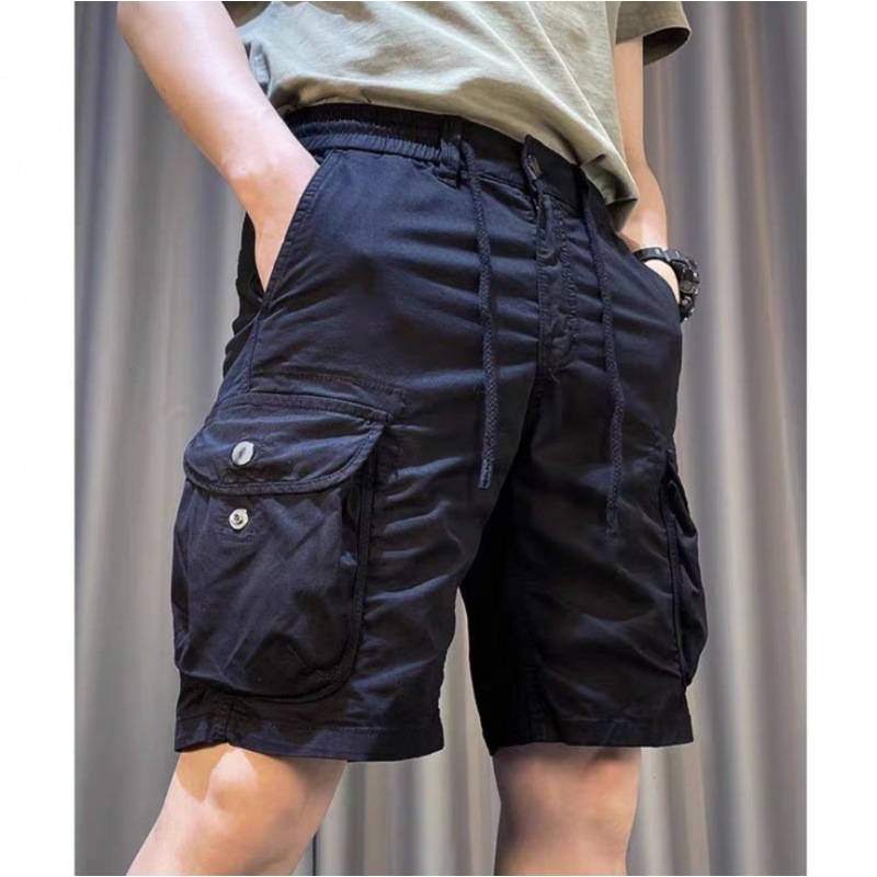 American-Style Summer Plus-Size Casual Cargo Shorts for Men, Trendy Loose Elastic Beach Shorts, Korean-Style Casual