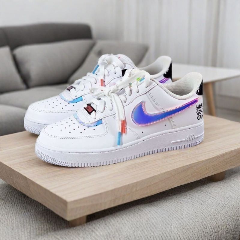 Original Air Force One Af1 Pixelated Pure White Dazzling Laser Summer Casual Sports Sneakers for Men and Women