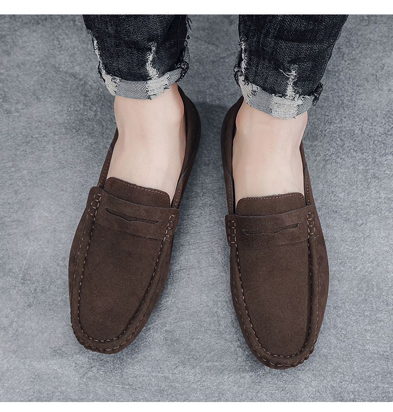 New loafers men's shoes bean shoes hair trend fashion British lazy man a slip-off half drag_voghion.com