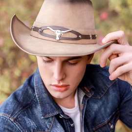 2022大檐夏季帽子男款牛仔帽防晒太阳帽户外骑马沙滩帽子遮阳牛仔