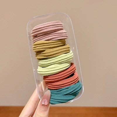 Hair Band, 2025 New Model, Saç üçün rezinlər - forest-style-horizontal-stripes-in-a-box-of-10-available-for-adults-and-children