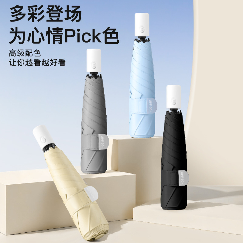 Patch-Type Fold-Free Umbrella, Ultra-Light, Fully Automatic Sunshade and Sun Protection Umbrella, 70% off Black Glue Patch-Type Anti-Uv Sun Umbrella