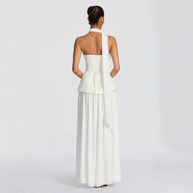 ng2510292 2025 New Cross-Border Women's Fashion Sheer Fishbone Bandeau With Waist Cinching, Backless, Ribbon, Sexy European And_ecoleips.com