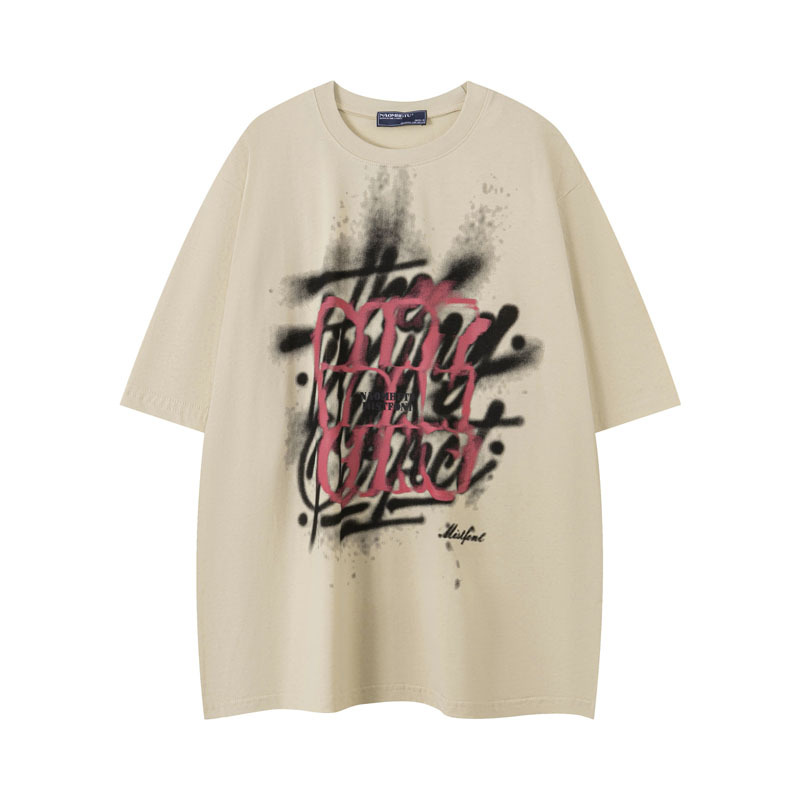 American STreeT Fashion Brand Hip-hop GraffiTi LeTTer ShorT-sleeved T-shirT Men'