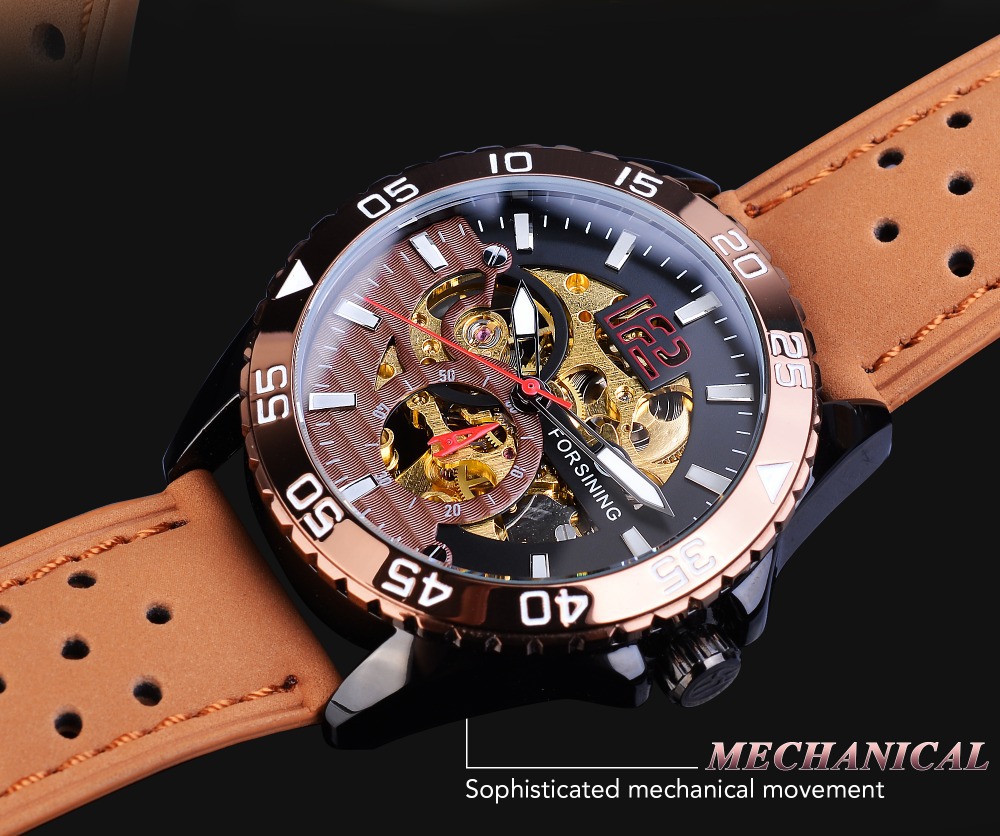 Men's Automatic Mechanical Watch With Hollow Dial Leather Strap_voghion.com