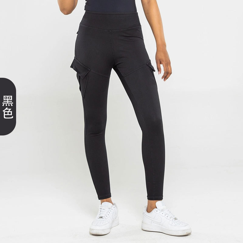 Cruz-frontera exclusivo multi-Bolsillo yoga Denim fitness pantalones mujeres de la cadera plisada crisantemo apretado desgaste exterior trajes Casuales