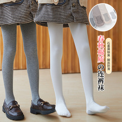 春秋中厚兒童防滑連褲襪棉質純色豎條紋女童打底褲外穿白色舞蹈襪